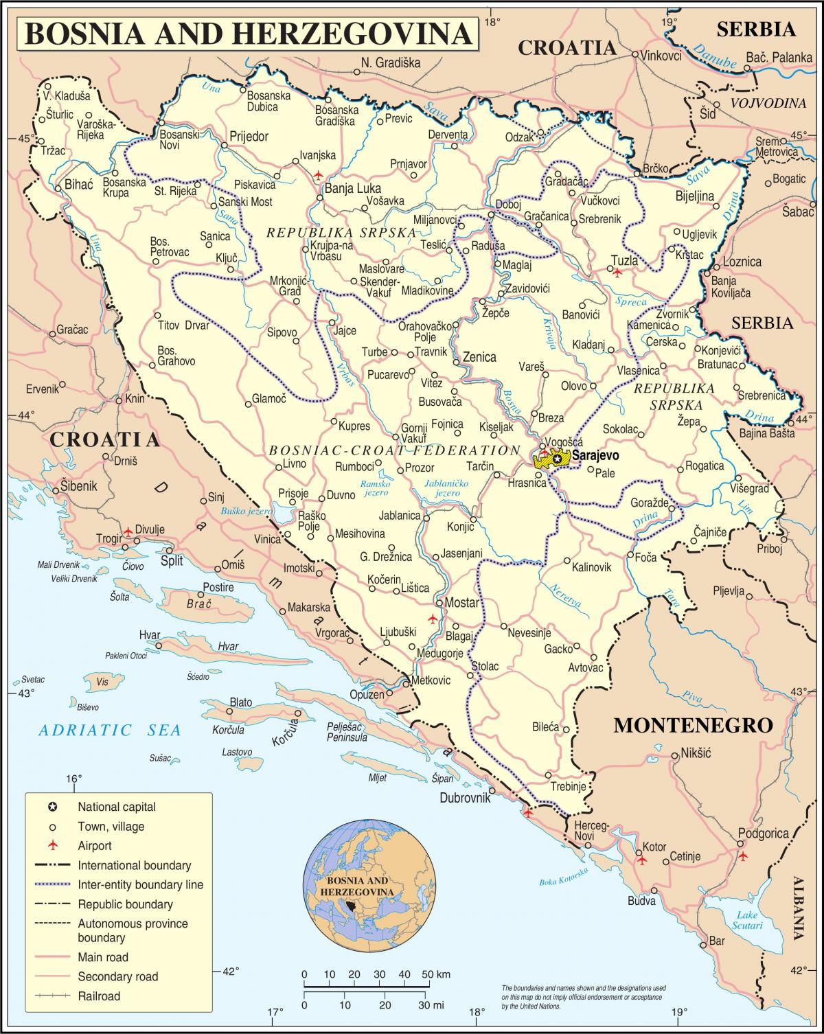 Bosna harita turist