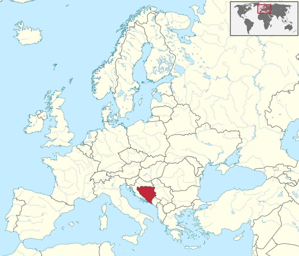 Avrupa haritası üzerinde Bosna