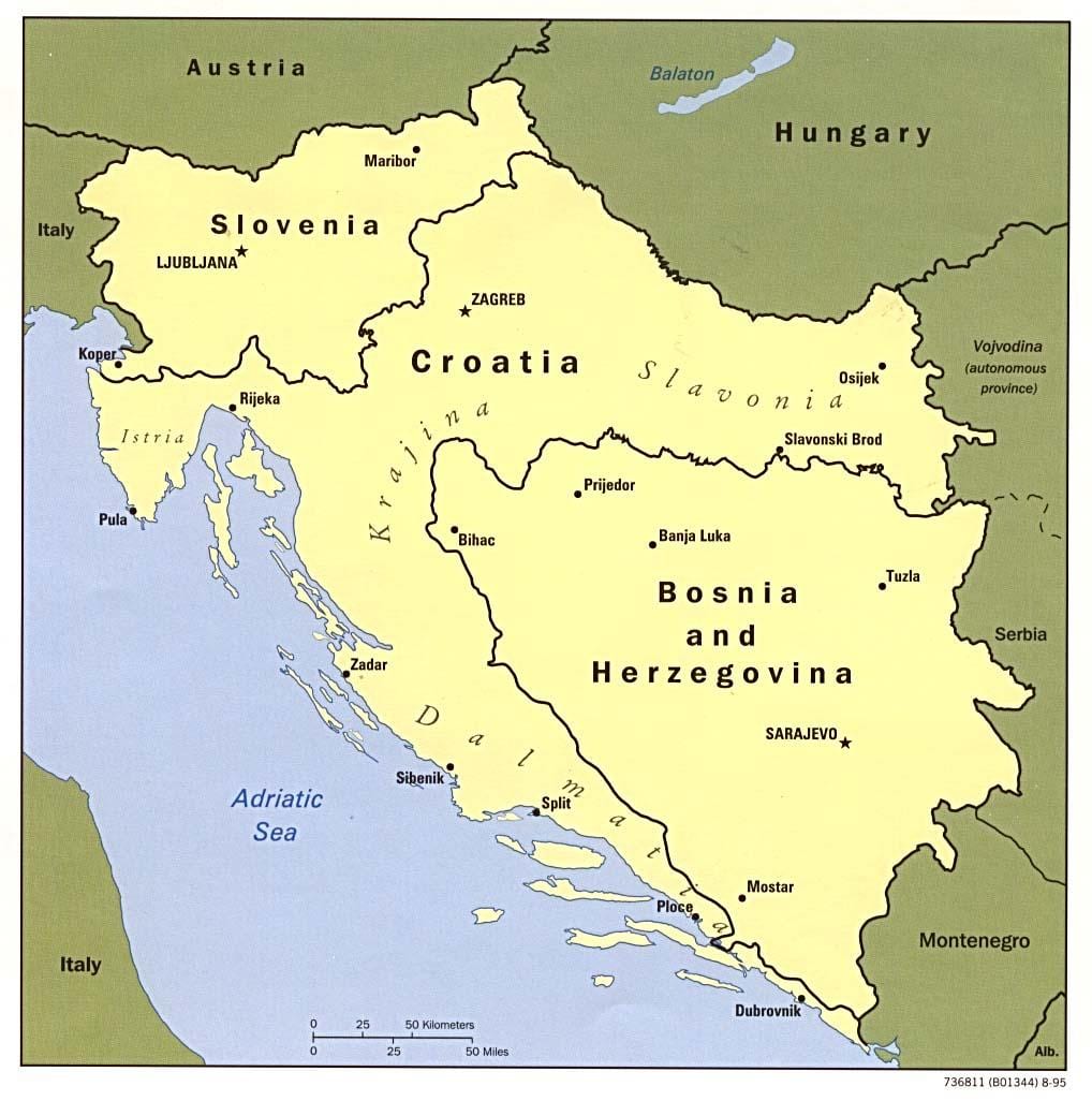 Bosna Hersek haritası ve çevre ülkeler
