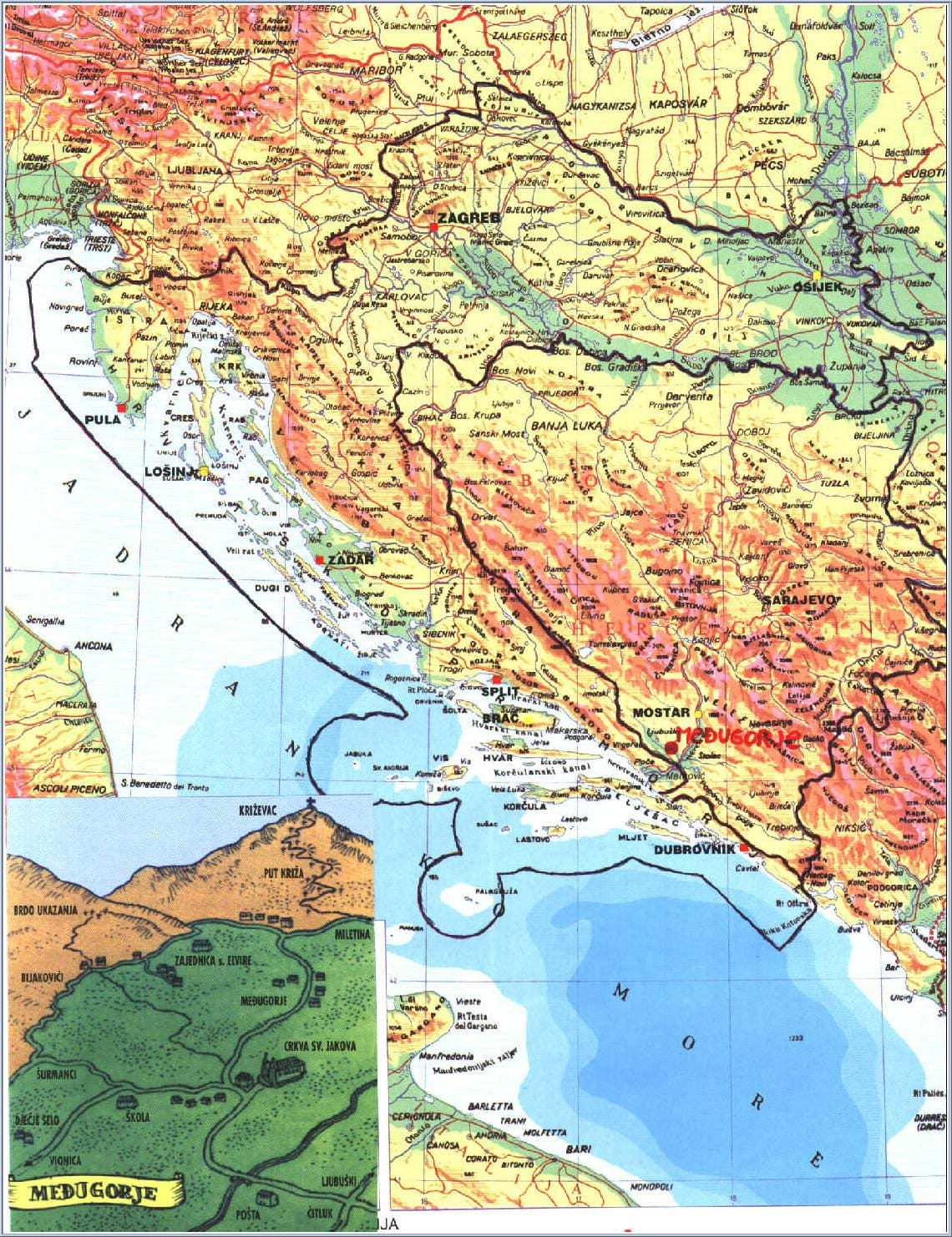 medjugorje, Bosna-Hersek haritası