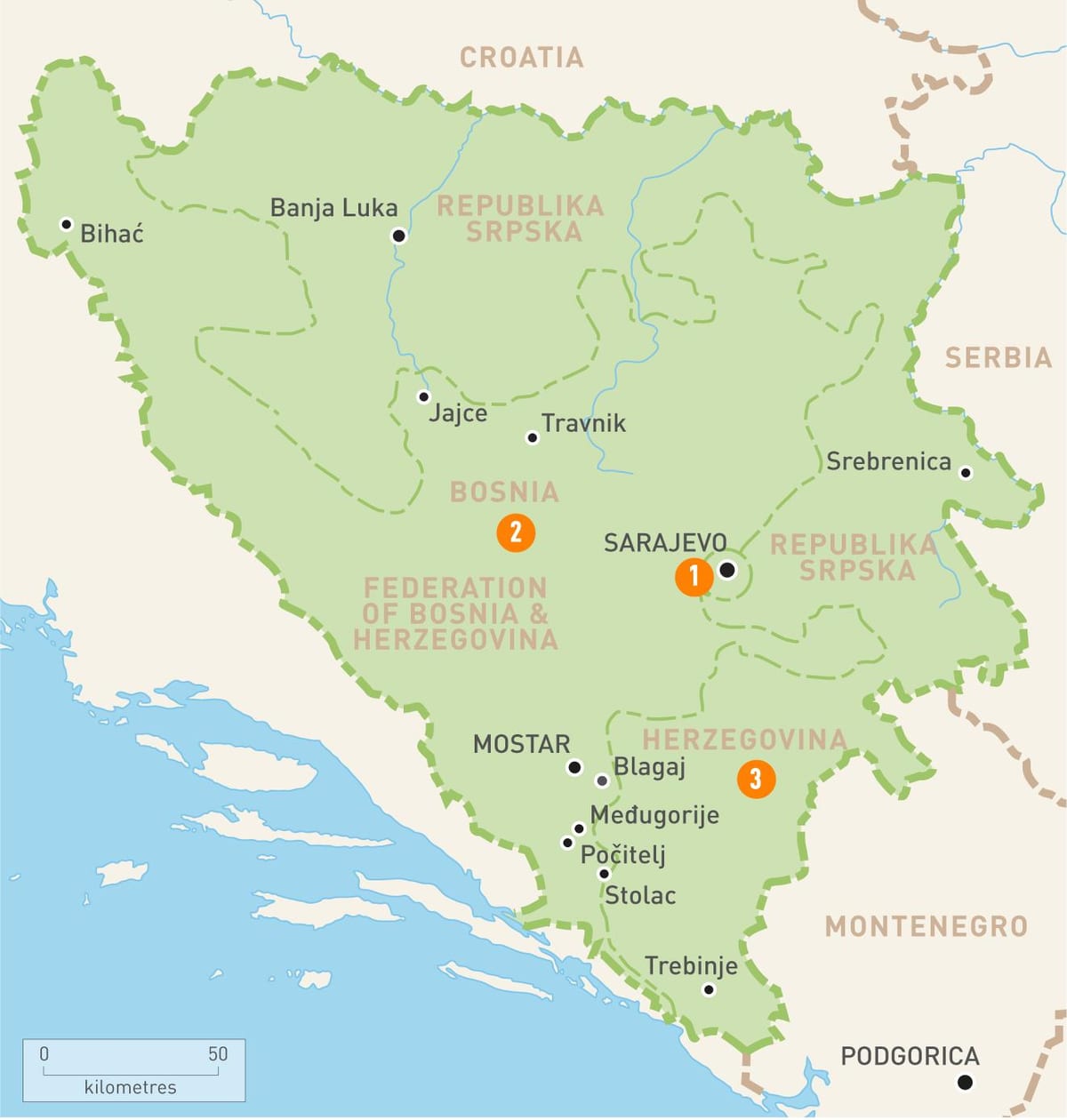 Saraybosna, Bosna haritası