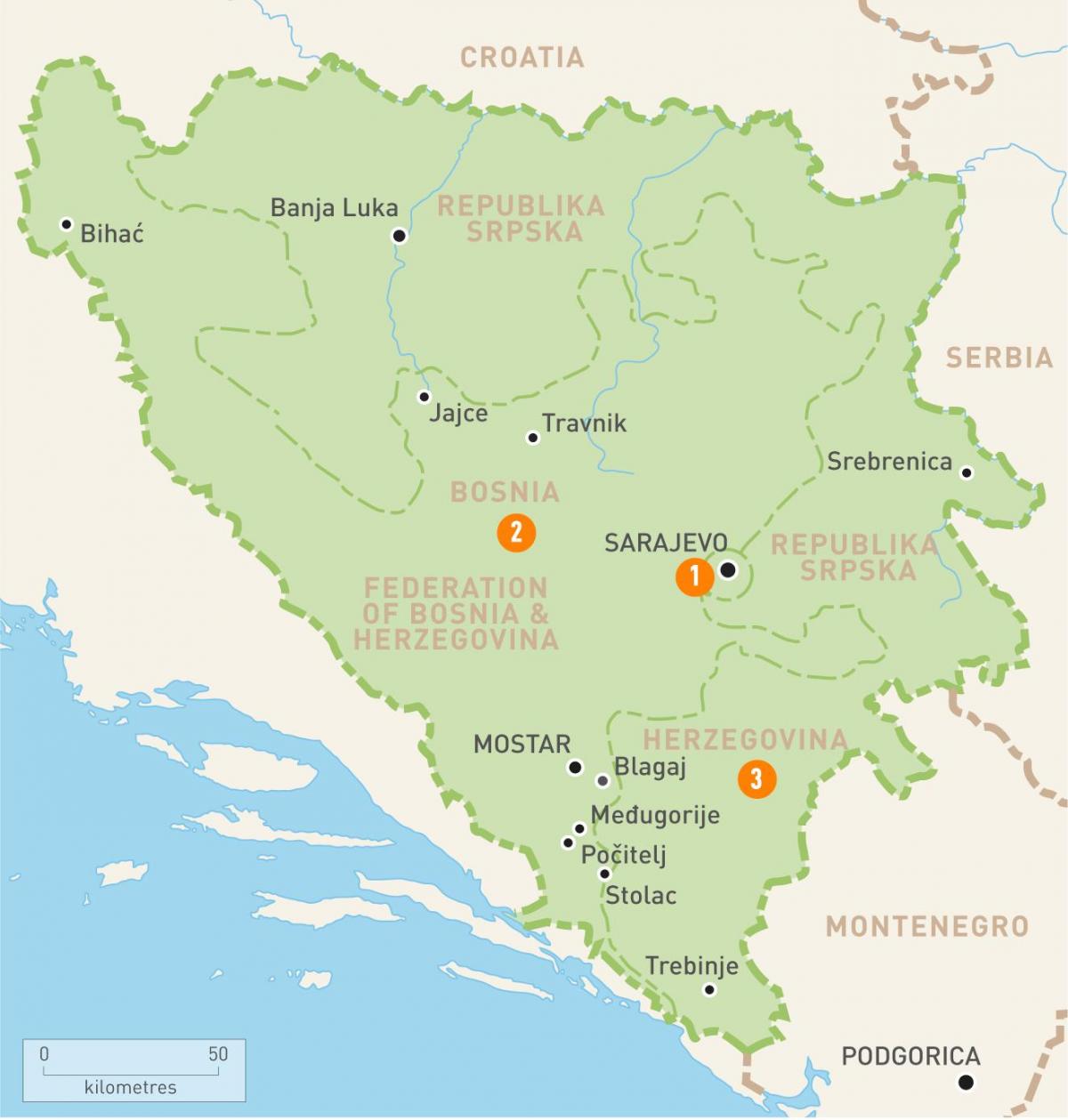 Saraybosna, Bosna haritası 